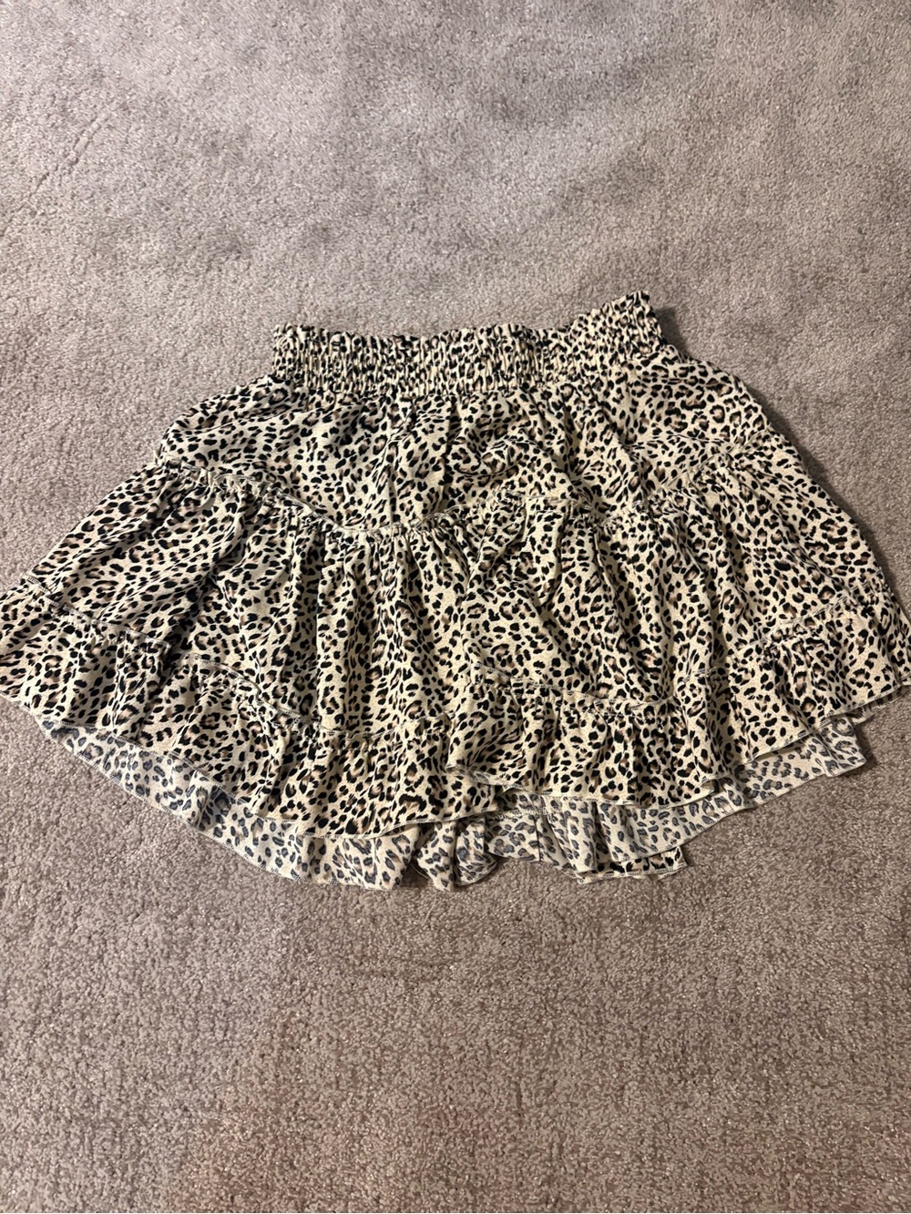 Leopard Print Ruffle Mini Skirt - Neutral